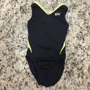 Lime green/ black GK leotard AXS for gymnastics